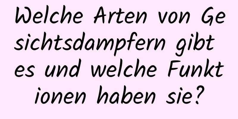 Welche Arten von Gesichtsdampfern gibt es und welche Funktionen haben sie?