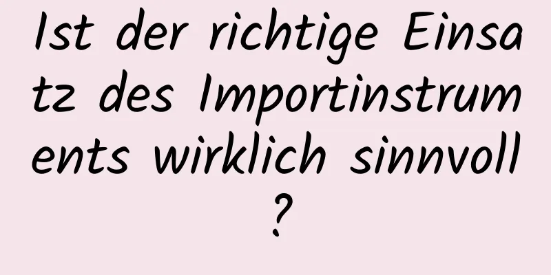 Ist der richtige Einsatz des Importinstruments wirklich sinnvoll?