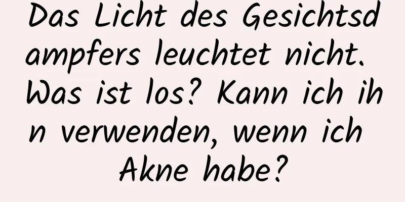 Das Licht des Gesichtsdampfers leuchtet nicht. Was ist los? Kann ich ihn verwenden, wenn ich Akne habe?