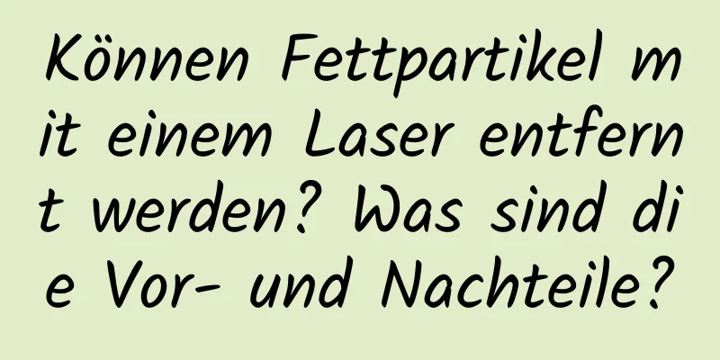Können Fettpartikel mit einem Laser entfernt werden? Was sind die Vor- und Nachteile?
