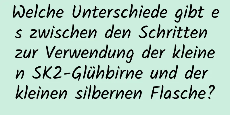 Welche Unterschiede gibt es zwischen den Schritten zur Verwendung der kleinen SK2-Glühbirne und der kleinen silbernen Flasche?