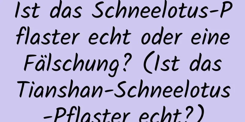 Ist das Schneelotus-Pflaster echt oder eine Fälschung? (Ist das Tianshan-Schneelotus-Pflaster echt?)