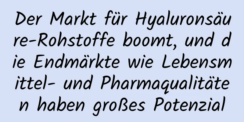 Der Markt für Hyaluronsäure-Rohstoffe boomt, und die Endmärkte wie Lebensmittel- und Pharmaqualitäten haben großes Potenzial