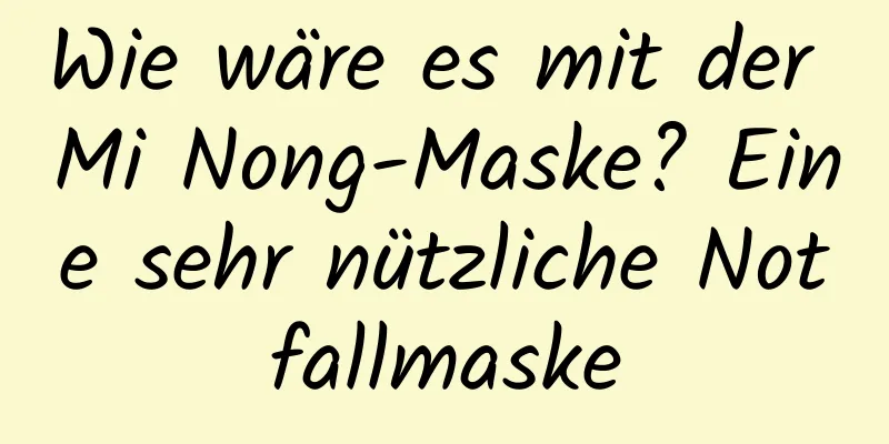 Wie wäre es mit der Mi Nong-Maske? Eine sehr nützliche Notfallmaske