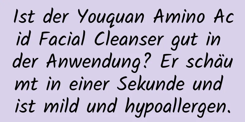 Ist der Youquan Amino Acid Facial Cleanser gut in der Anwendung? Er schäumt in einer Sekunde und ist mild und hypoallergen.