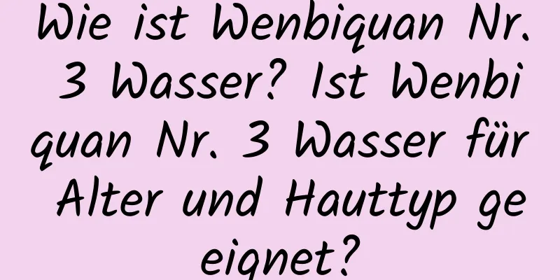 Wie ist Wenbiquan Nr. 3 Wasser? Ist Wenbiquan Nr. 3 Wasser für Alter und Hauttyp geeignet?