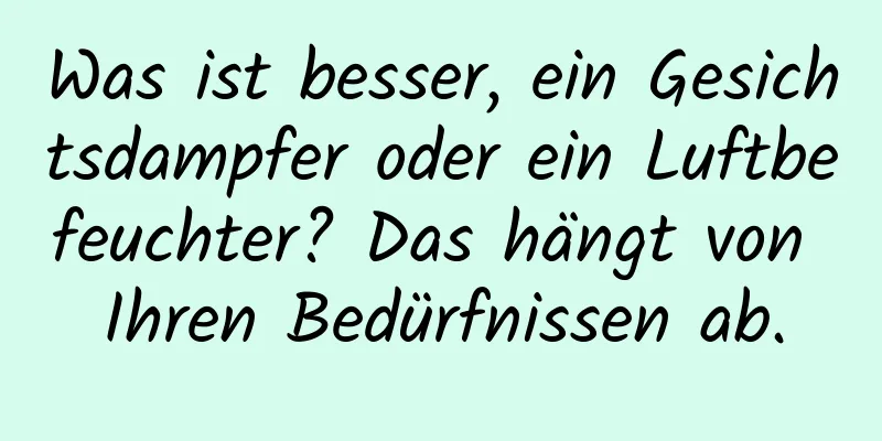 Was ist besser, ein Gesichtsdampfer oder ein Luftbefeuchter? Das hängt von Ihren Bedürfnissen ab.