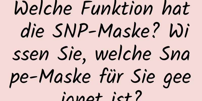 Welche Funktion hat die SNP-Maske? Wissen Sie, welche Snape-Maske für Sie geeignet ist?