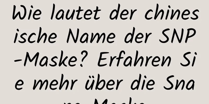 Wie lautet der chinesische Name der SNP-Maske? Erfahren Sie mehr über die Snape-Maske