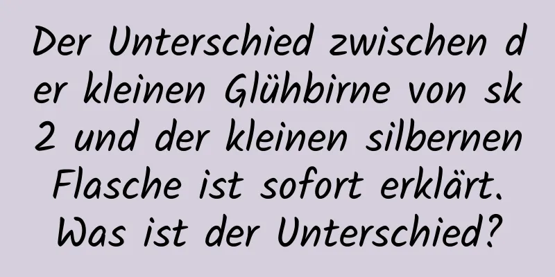 Der Unterschied zwischen der kleinen Glühbirne von sk2 und der kleinen silbernen Flasche ist sofort erklärt. Was ist der Unterschied?