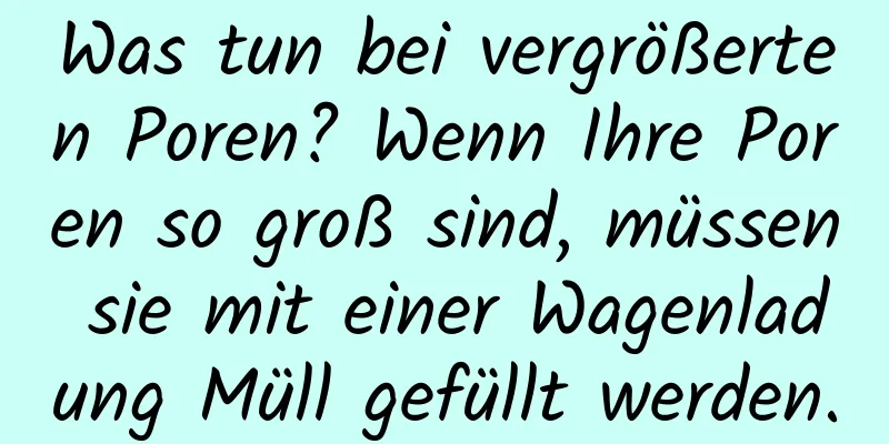 Was tun bei vergrößerten Poren? Wenn Ihre Poren so groß sind, müssen sie mit einer Wagenladung Müll gefüllt werden.