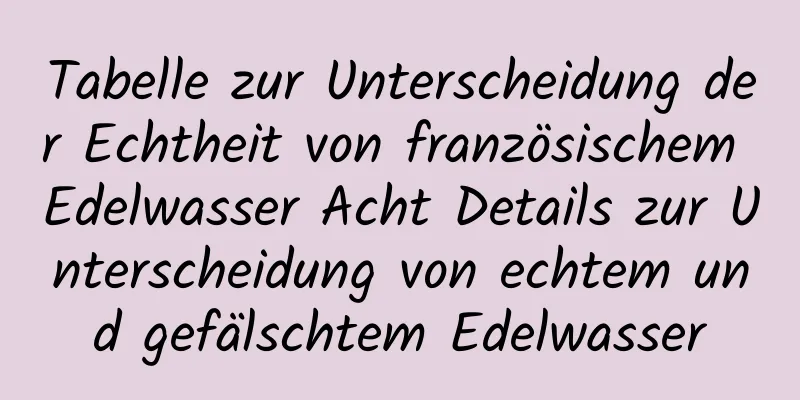 Tabelle zur Unterscheidung der Echtheit von französischem Edelwasser Acht Details zur Unterscheidung von echtem und gefälschtem Edelwasser