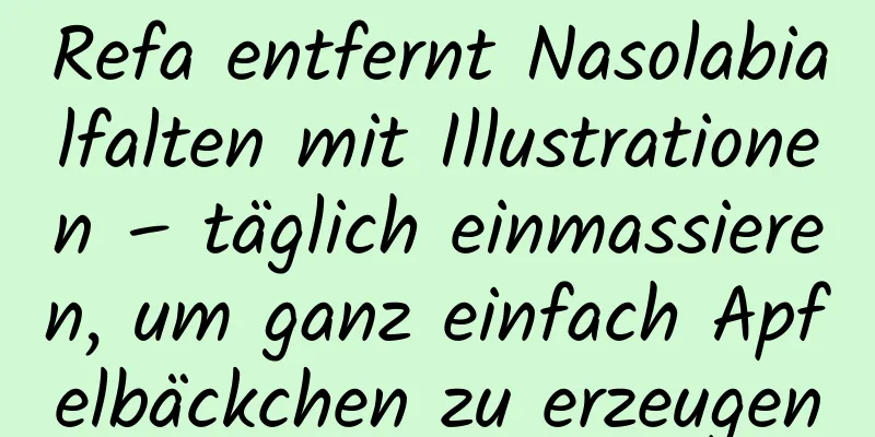 Refa entfernt Nasolabialfalten mit Illustrationen – täglich einmassieren, um ganz einfach Apfelbäckchen zu erzeugen